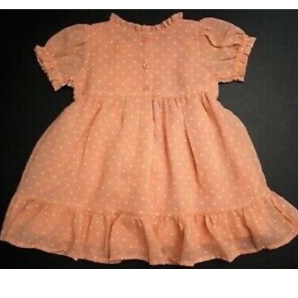 BNWT BABY GAP 6-12 Months Peach/Pink Polka Dot Lace Ruffle Dress With Bloomers - Picture 2 of 7